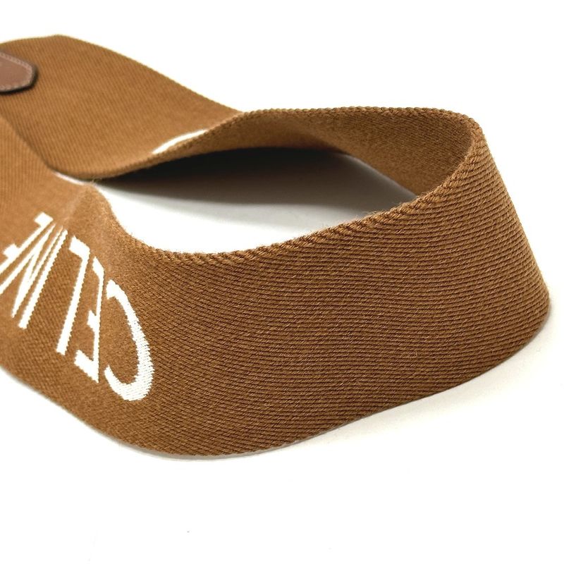 Celine Shoulder Strap Logo Canvas/leather Brown
