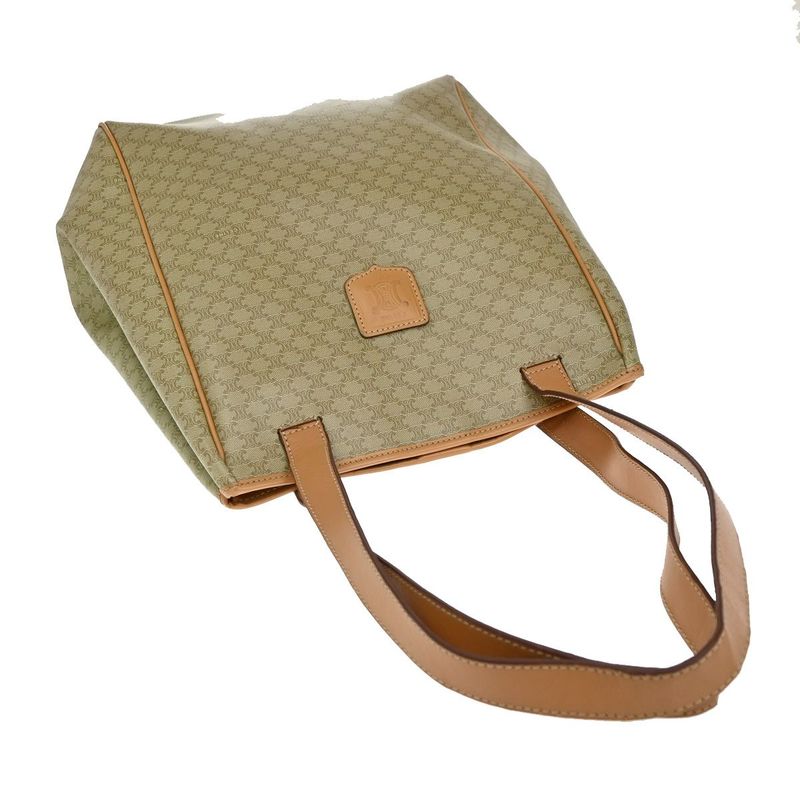 Celine Tote Macadam Shoulder Bag Beige Leather 33ka787