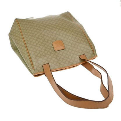 Celine Tote Macadam Shoulder Bag Beige Leather 33ka787