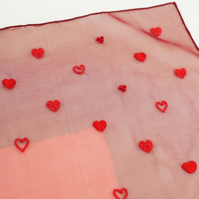 Hermes Grand Manage Bandana Love Carre 65 Silk Muslin Embroidery Beads