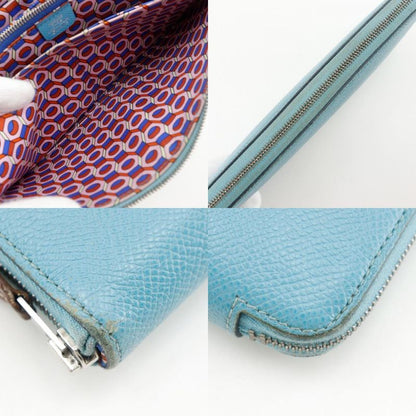 Hermes Azap Silk Inn Long Vaux Epson Blue Dunol Light Blue U Women's Long Wallet