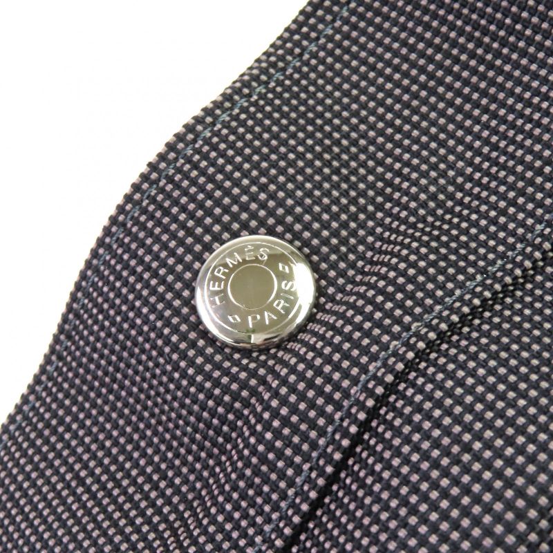 Hermes Yale Line GM Serie Button Canvas Large Shape Tote Bag Boston Bag Gray