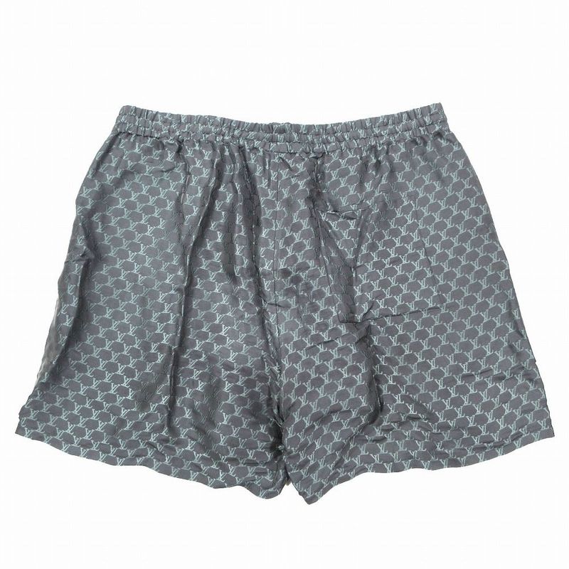 Louis Vuitton 24aw Jacquard Monogram Silk Plend Shorts Grey Size XL Men's