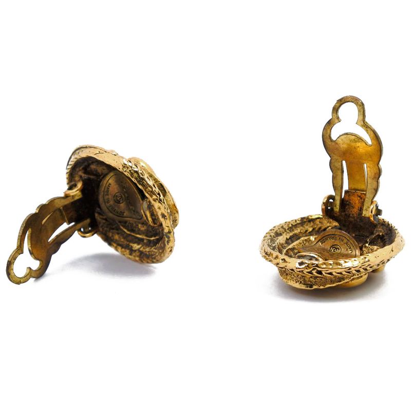 Chanel Coco Mark Vintage Gold Plated Ladies 15.8g Earrings