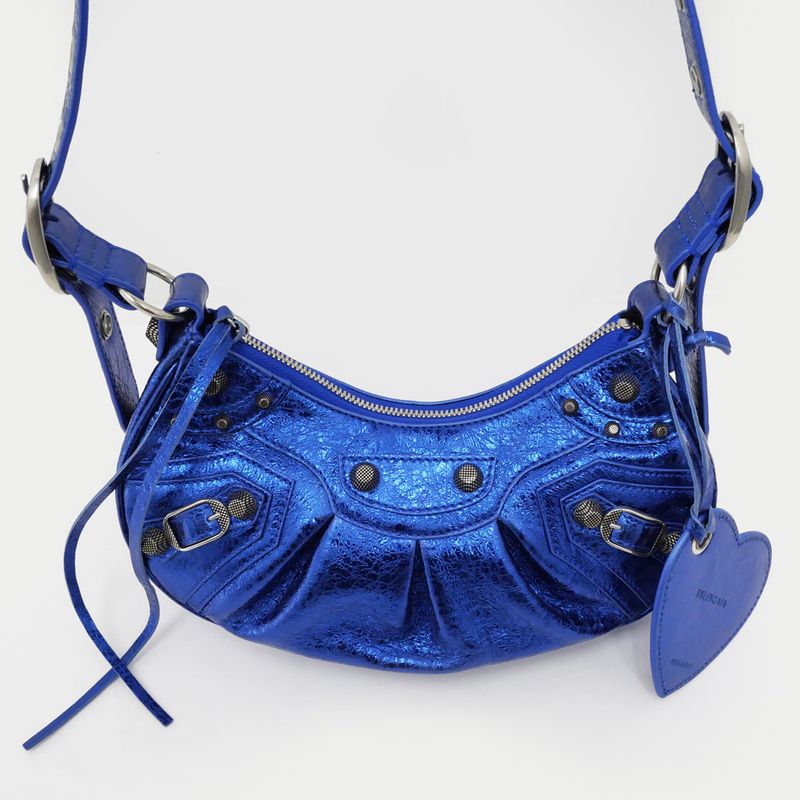 Balenciaga Luca Gold XS 671309 Shoulder Bag Metallic Blue Ladies