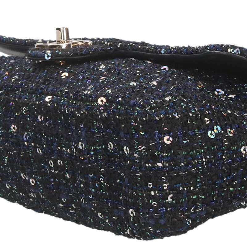 Chanel Faux Pearl Sequined Tweed Shoulder Bag Women's