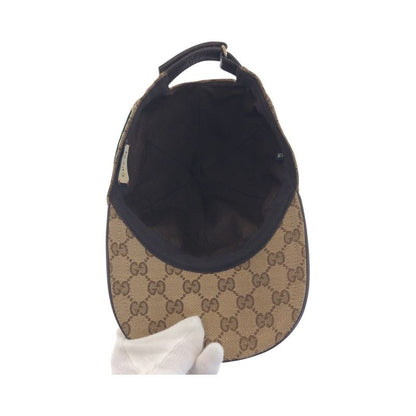 Gucci Sherry Line Size M/58cm (2283in) Beige Brown GG Canvas 200035 Cap Unisex