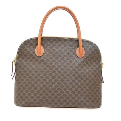 Celine Handbag Macadam Pattern Leather PVC Brown 64ka850