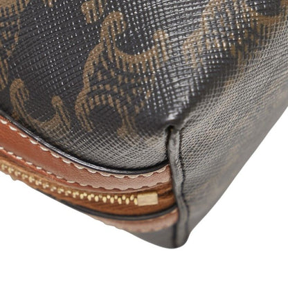 Celine Triomphe Black Brown PVC Leather Women's Celine