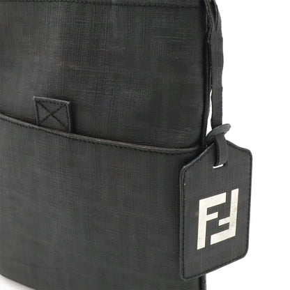 Fendi Zucca Pattern Shoulder Bag Pochette Crossbody Mini Bag PVC Black Black