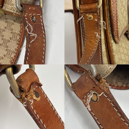 Celine Shoulder Bag Macadam Pattern Brown Leather 04ka747