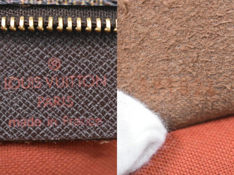 Authentic Louis Vuitton LV Trousse Makeup Damier Ebène 2WAY Shoulder Bag Brown