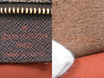 Authentic Louis Vuitton LV Trousse Makeup Damier Ebène 2WAY Shoulder Bag Brown