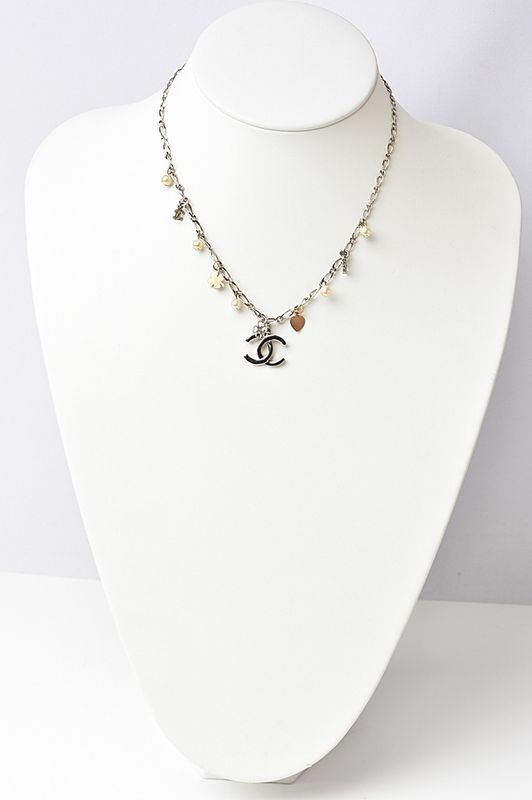 Chanel Necklace Pendant Bracelet Clover Heart Silver
