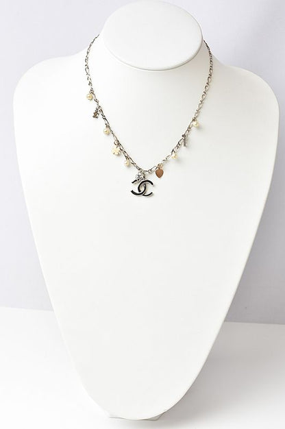 Chanel Necklace Pendant Bracelet Clover Heart Silver