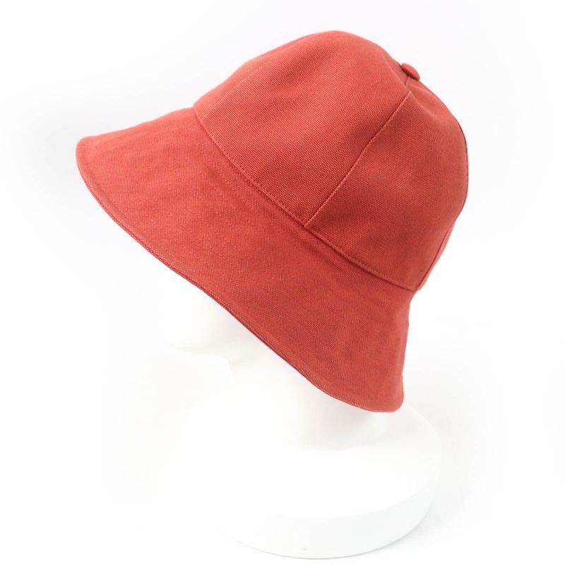 Hermes Serie Hardware 100% Cotton Canvas Hat Orange 57 Made In France Genuine