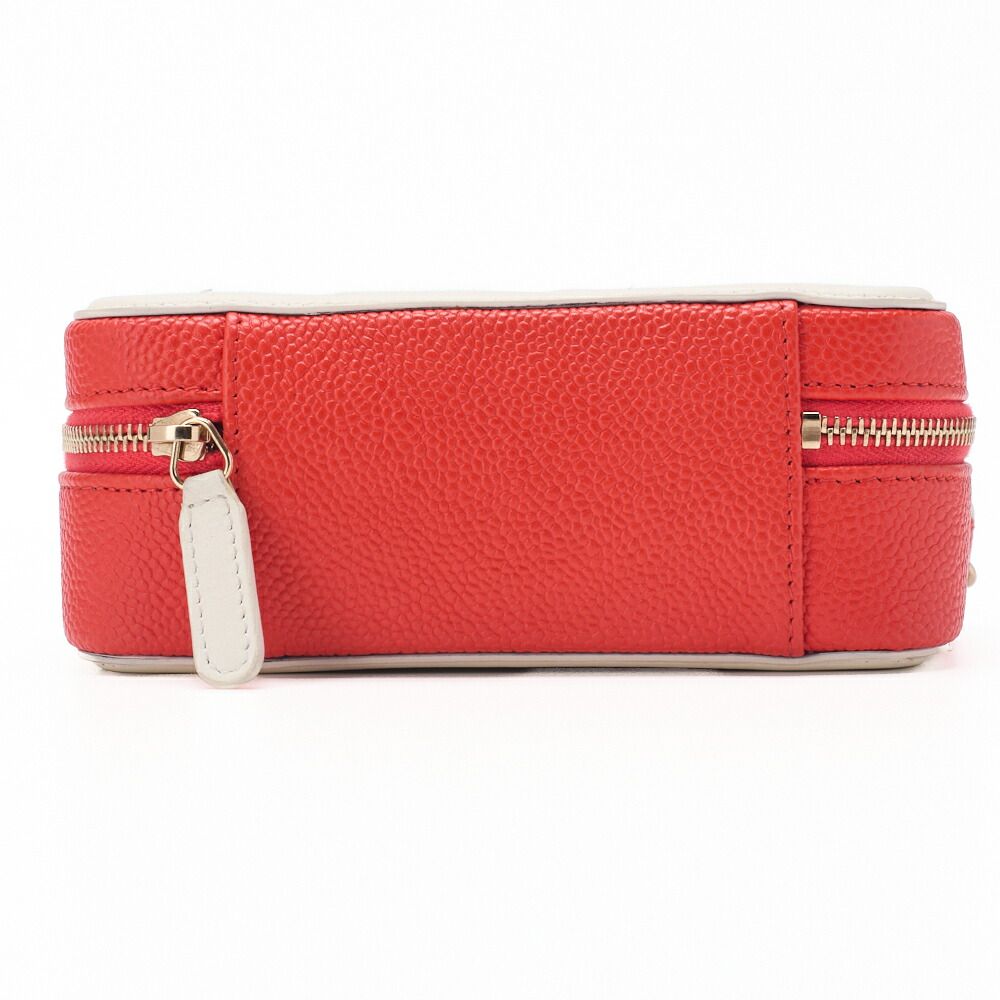 Chanel Shoulder Bag Coco Mark CC Filigree Mini Caviar Skin Red X Multicolor