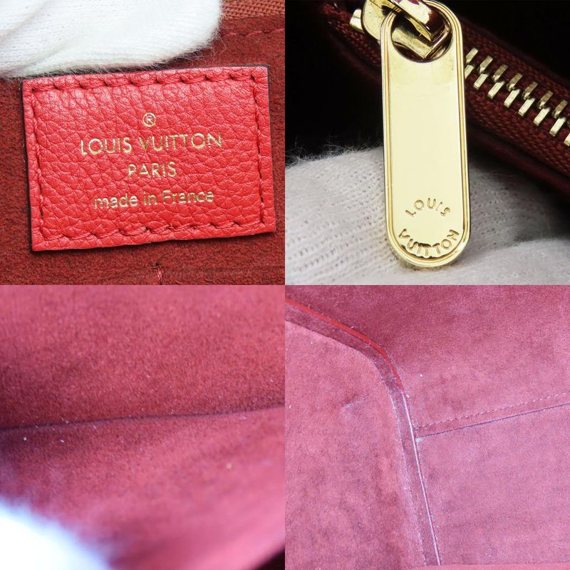 Louis Vuitton Tote Bag Kimono MM M40459 Monogram Leather Threes Red Brown Gold