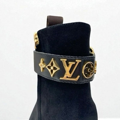 Louis Vuitton Silhouette Line Monogram Boots Short Shoes Suede Black