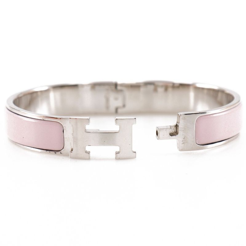 Hermes Click H PM H Bracelet Metal Silver/pink Ladies 36.2g Bangle