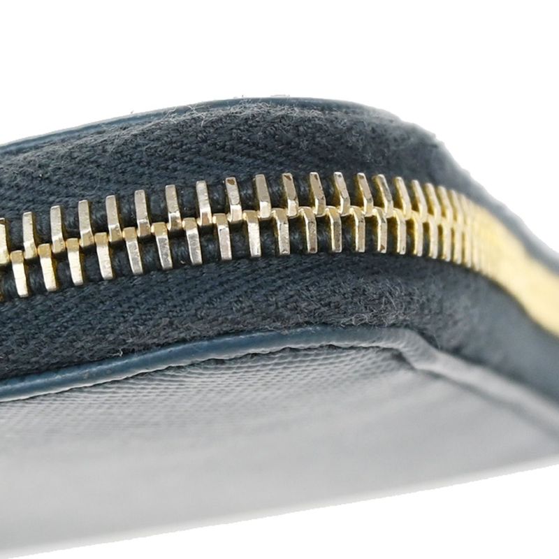 Prada Long Wallet Round Zipper Saffiano Blue 30ka915