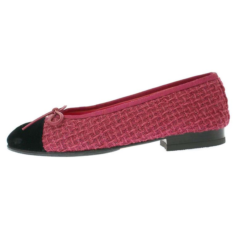 Chanel Ballerina Coco Mark Tweed Flat Shoes Pink 34 1 2