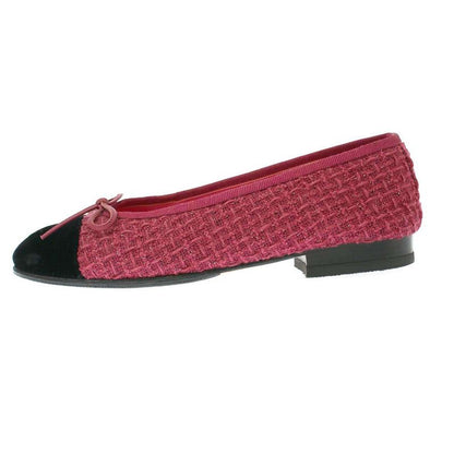 Chanel Ballerina Coco Mark Tweed Flat Shoes Pink 34 1 2