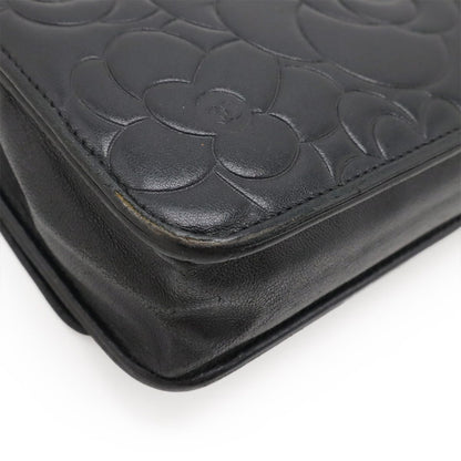 Chanel Camellia Coco Mark Chain Wallet Shoulder Bag Pochette Lambskin Leather