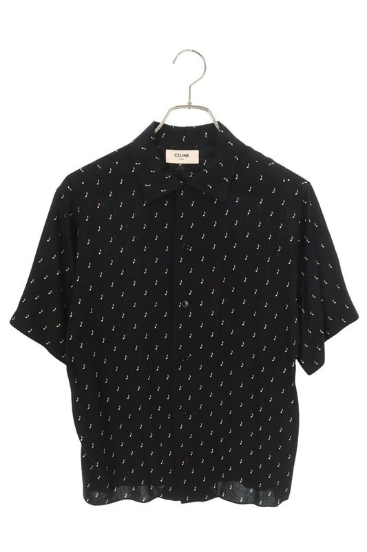 Celine 2c036736d Rayon Short Sleeve Shirt With Musical Note All Over Pattern