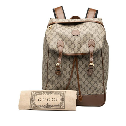 Gucci GG Supreme Interlocking G Backpack Rucksack 696013 Brown PVC Leather