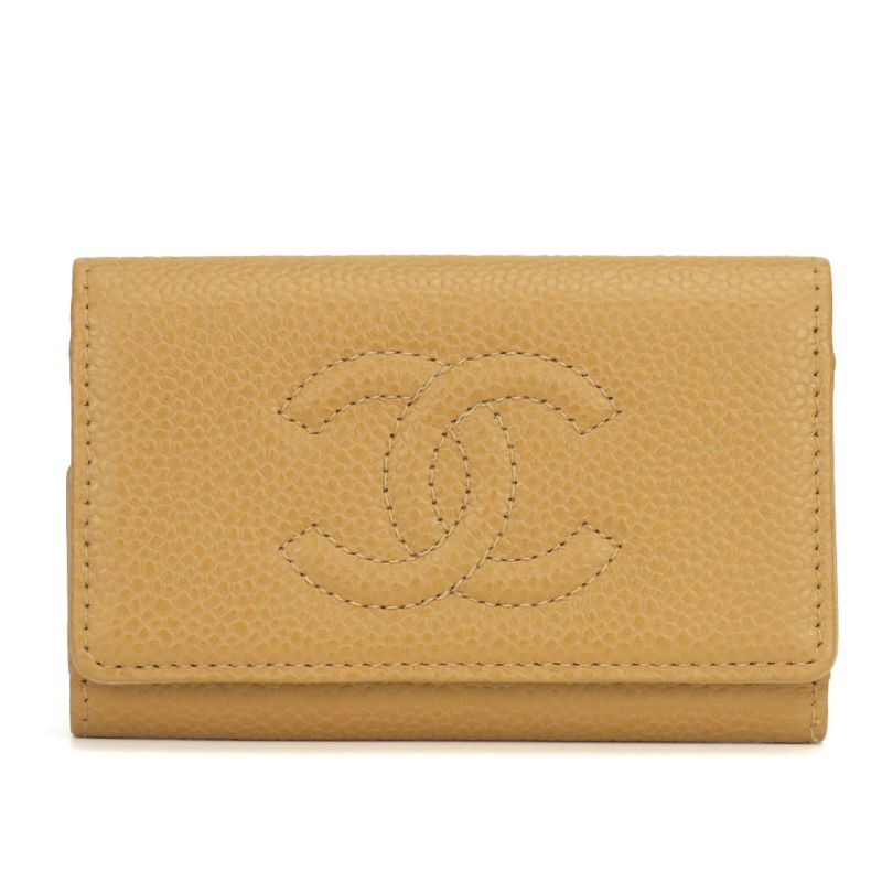 Chanel Key Case 6-stacks Caviar Skin Beige Gold Hardware 8-stacks Coco Mark