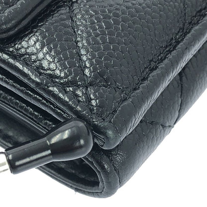 Chanel - Matelasse Coco Mark Caviar Skin Compact Wallet - Black - Women's