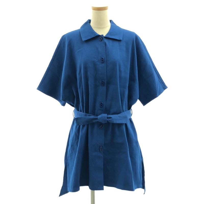 Hermes - Belted Chaine D'ancre Slit Over Dress - 36 - Blue - Women