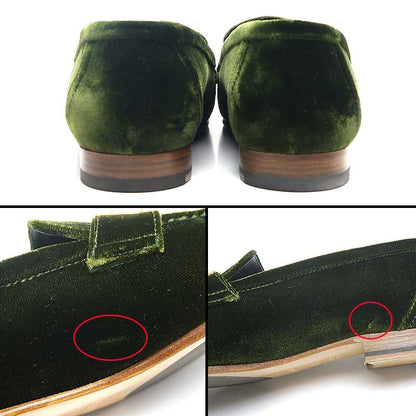 Hermes Moccasins Paris Velours 36.5 Women's Green And Gold Hardware