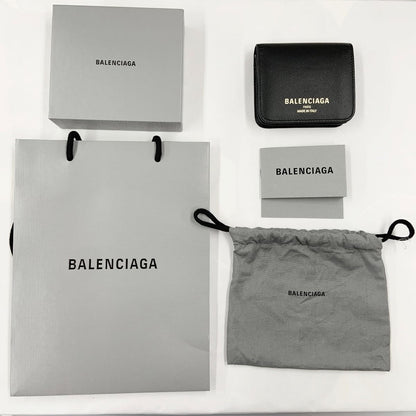 Balenciaga Cash 2.0 Coin & Card Holder Bifold Wallet with Flap Black