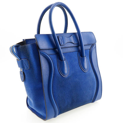 Celine Luggage Micro Suede And Calf Blue Women's Handbag