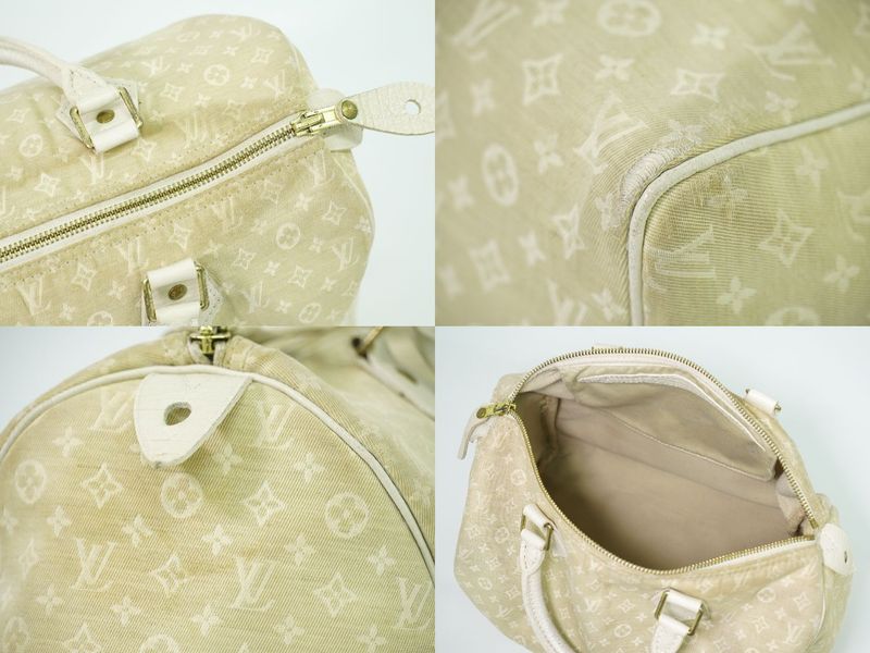 Authentic Louis Vuitton LV Speedy 30 Monogram Mini Lin Handbag Mini Boston Bag