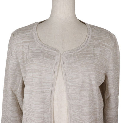 Chanel Logo Plate P12872v00569 Cotton Beige Women's Cardigan