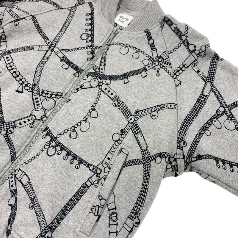 Hermes Outerwear Cotton Gray Black Blouson Jacket Brushed Lining Tresor Medor