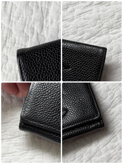Chanel Black Caviar Skin 6-Ring Key Case Coco Mark Decacoco Box with Authenticit