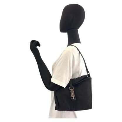 Gucci Jackie Black GG Canvas/leather 001 3734 Shoulder Bag Women 504838