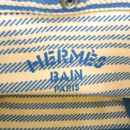 Hermes Striped Cotton Ivory Blue Pouch 0453 Hermes