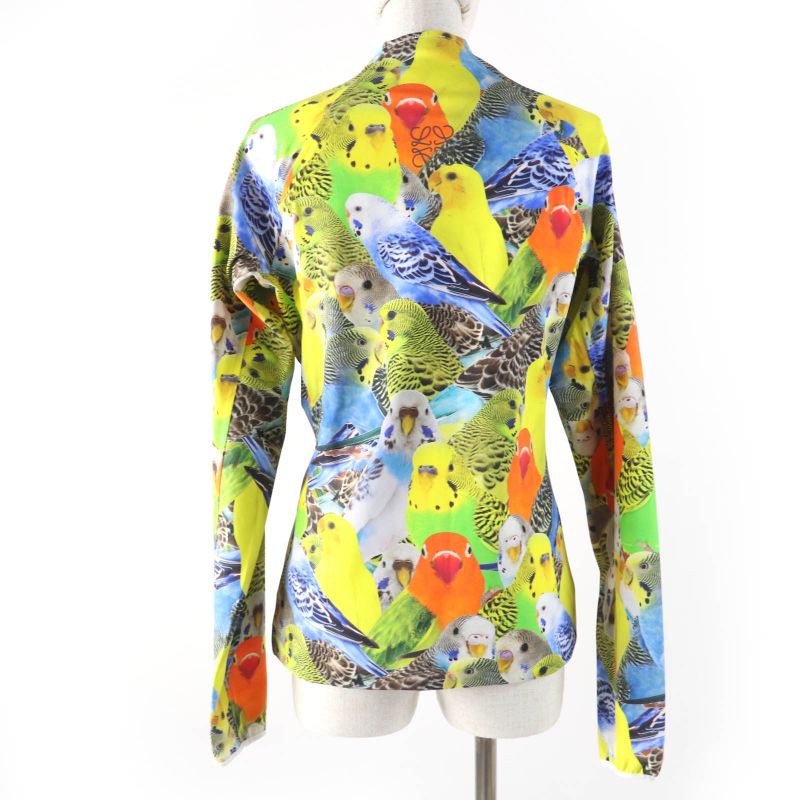 LOEWE S359y02x58 Parrot Print Zip Top Anagram Logo Long Sleeve Top Multicolor