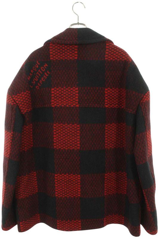 Louis Vuitton 24AW Rm242m MGA Hrc68e Damier Allover Wool P Coat Men 54