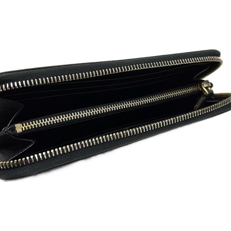 Prada Long Wallet - 1m0506 Black Round Zipper Leather