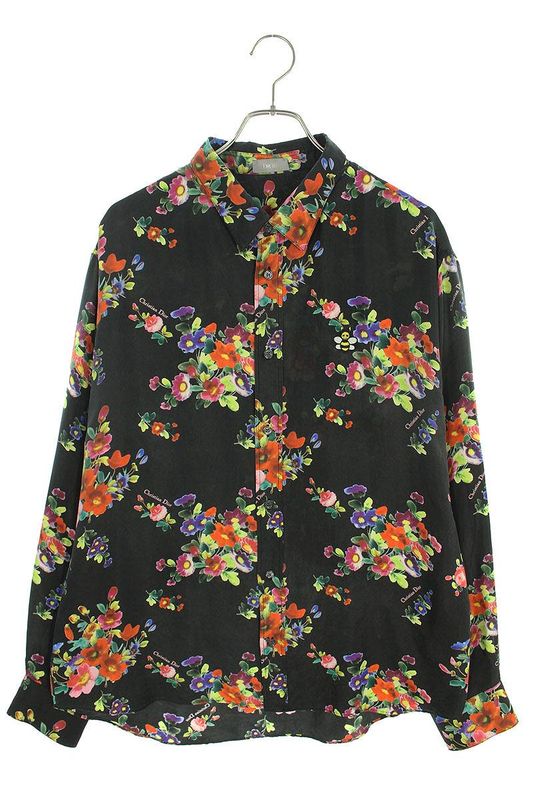 Dior 19SS 923c561w6009 BEE Embroidered All Over Silk Long Sleeve Shirt Men's 41