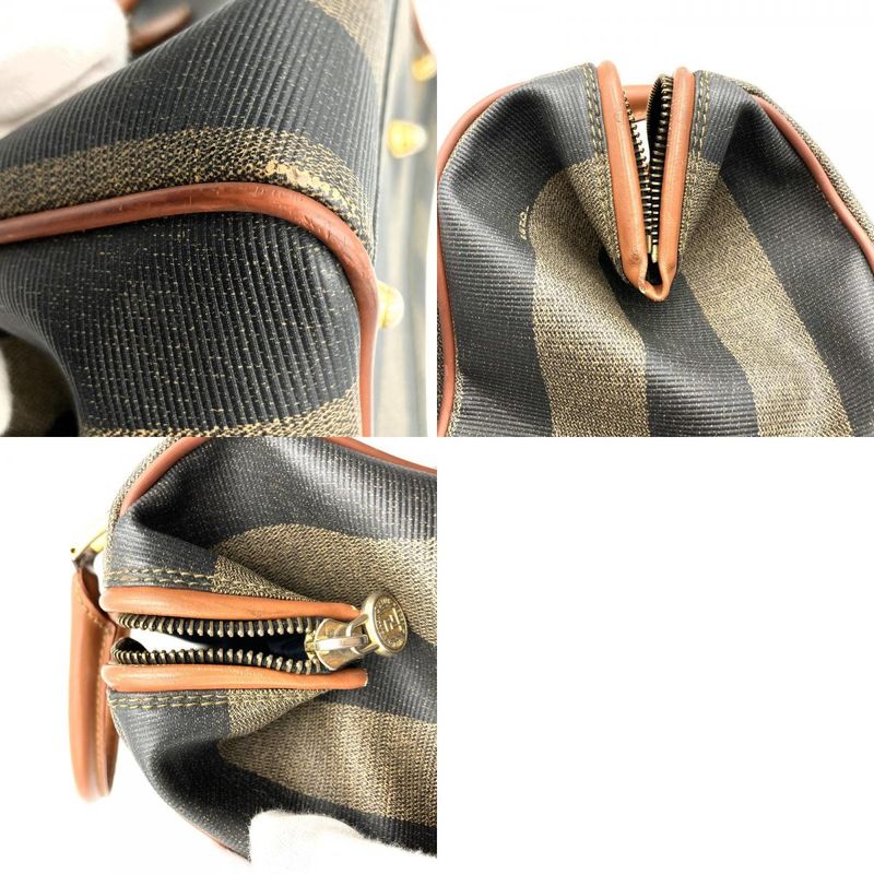 Fendi 119 259022 Pecan Pattern Canvas Mini Boston Handbag Brown Travel Vintage