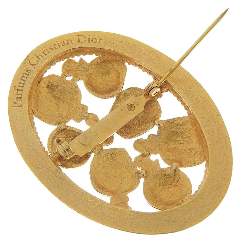 Dior Perfume Bottle Perfume Motif Vintage Gold Plated Ladies 17.4g Brooch