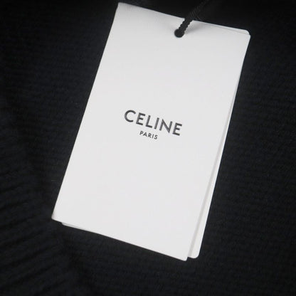 Celine 2a43l717m 94% Wool Pierrot Boxy Crewneck Knit Sweater Black XS Made In
