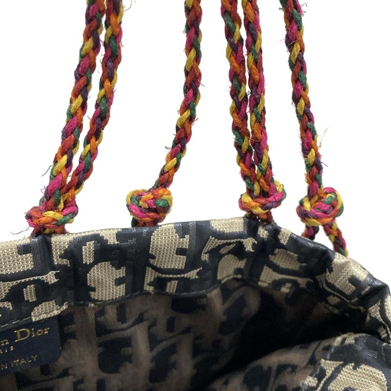 Dior/christian Dior Tote Bag - Pink X Navy X Multi Dior Oblique Embroidery/mesh